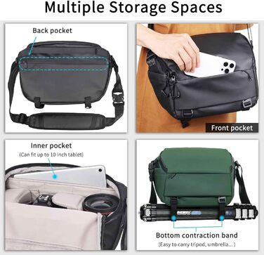 Сумка для камери INNOREL CB0611, 6 л, зелена. Сумка для фотографа, водонепроникна, з кріпленням для штатива, модульні вставки