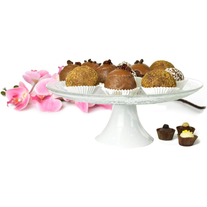 Квіткова тарілка для тортів Sendez Ø29 см з рельєфом, порцеляновий підставник, сервірувальна тарілка