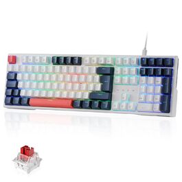 Redragon K668 QWERTZ Клавіатура для ігор з провідним підключенням, 105+4 клавіші, Hot-Swap сокет, тихі червоні перемикачі, двоколірні кейкапи, RGB-підсвітка, мультимедійні комбінації, QWERTZ