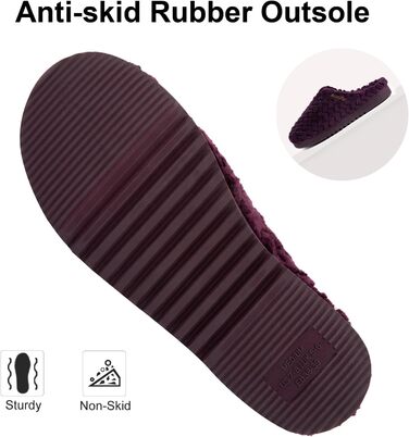 Домашні тапочки LongBay для жінок з меморі-піною та плюшем, антиковзаючі (38/39 EU, фіолетові)