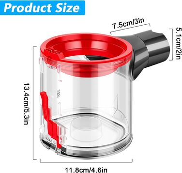 Прозорий контейнер для пилу Dyson V7 / V8, аксесуар для пилососа Dyson, з попереднім фільтром, фільтром та щіткою для очищення