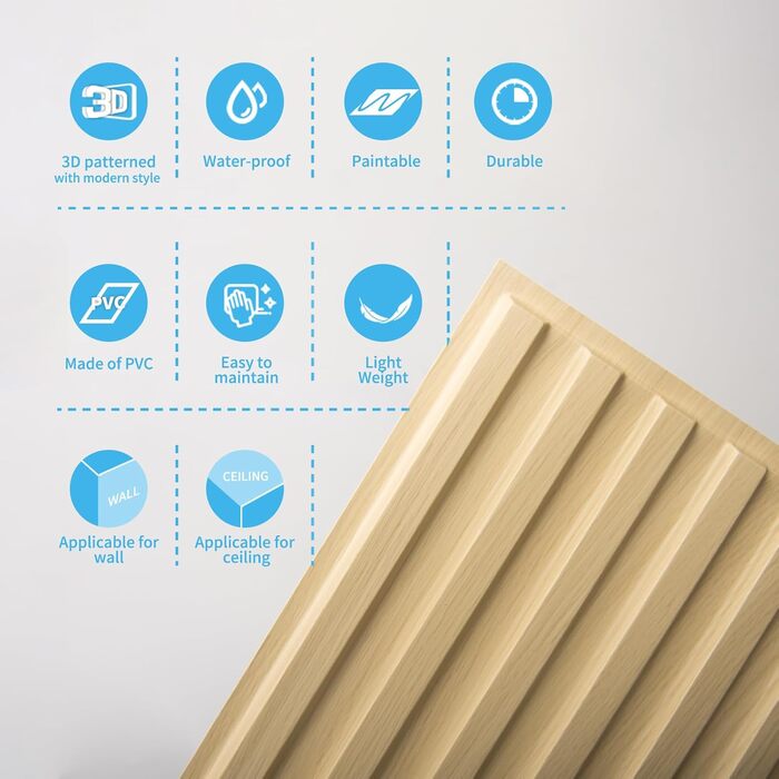 3D панелі для стін Art3d: PVC, 50x50 см, 3 м², 12 шт. (дуб, 120x60 см)