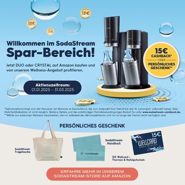 SodaStream Crystal 3.0: Газова вода вдома | Титан | 2 пляшки 0.8л + CO2 балон
