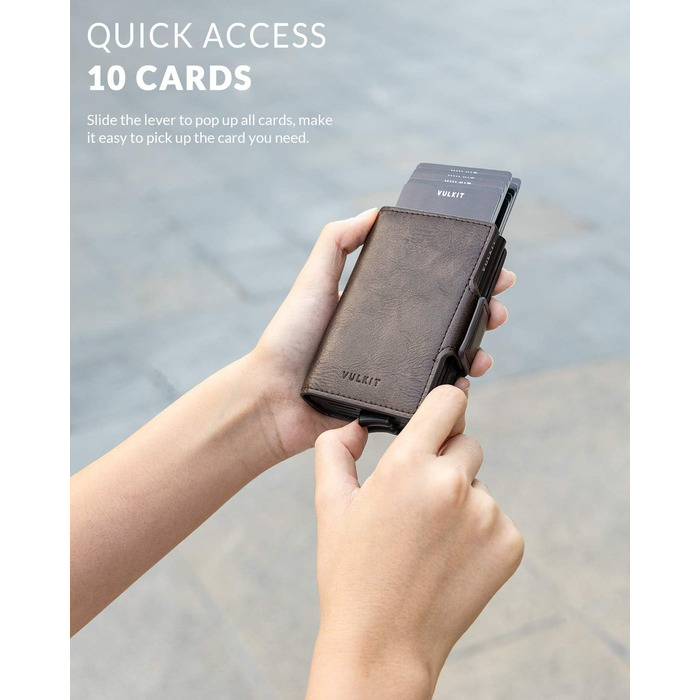 Чоловіче шкіряне картхолдер VULKIT з RFID захистом для карток та грошей (Espresso)
