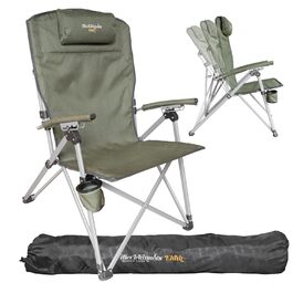 Крісло кемпінгове Dieckkiners Ehlin, сталеве, складане, з високою спинкою (3 положення), для балкона, саду, тераси, зелене