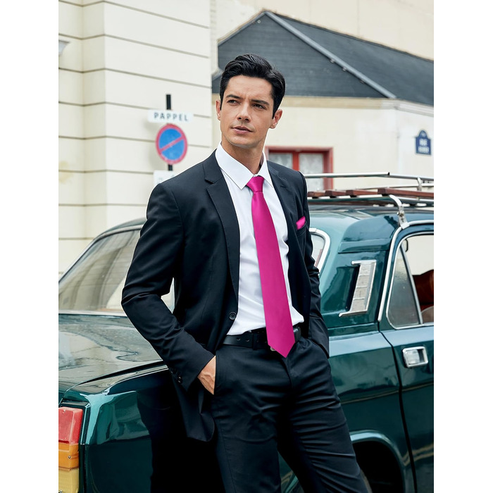 HISDERN Комплект краваток для чоловіків (3 шт.) Класичні, елегантні краватки та нагрудний хустинка з шовку. Ідеально для весіль та свят. Універсальний розмір.