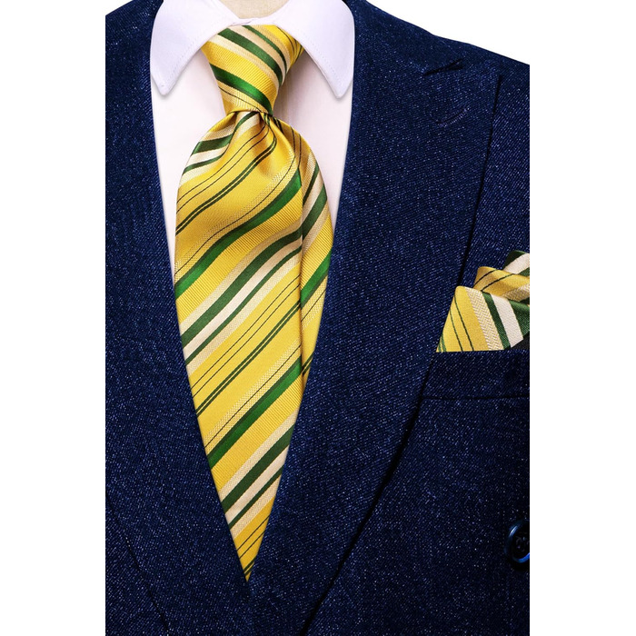 Чоловіча краватка Hi-Tie чорно-рожева з візерунком пає, смугаста, в горошок, краватка-метелик, нагрудна хустинка, кравецькі затискачі, для весілля, вечірки, офіційного стилю (жовто-зелений)