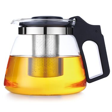 Чайник Lovegrace зі скла з ситечком – термостійкий, придатний для миття в посудомийній машині, з фільтром з нержавіючої сталі, 1500 мл