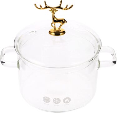 MAGICLULU 1 Piece Glass Pot with Lid Borosilicate Glass Cookware Transparent Cooking Pot for Pasta Salad