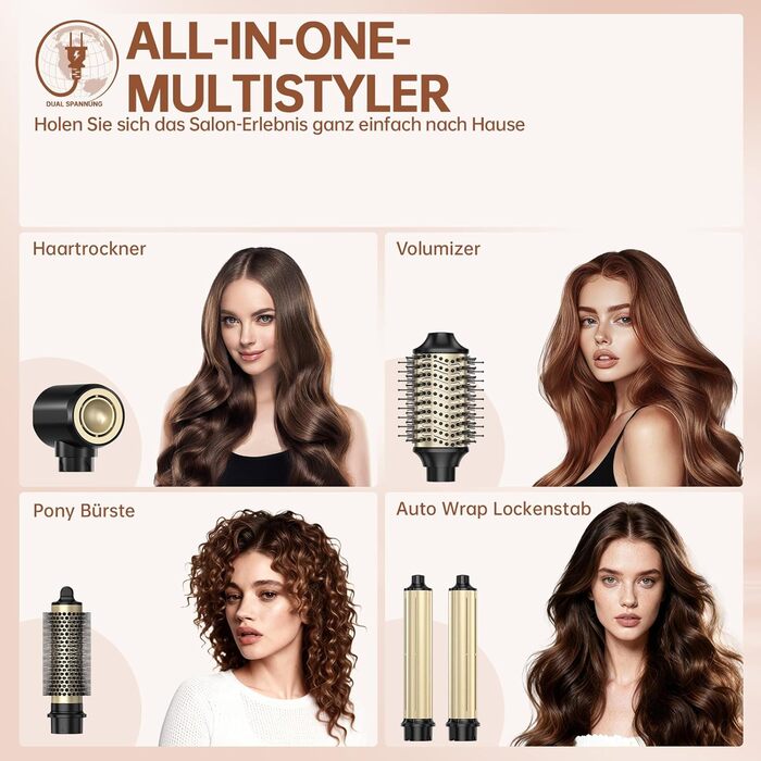 Webeauty Airstyler 7-в-1: Фен-щітка, плойка, випрямляч, 110000 об/хв, 25 м/с, 500 млн негативних іонів