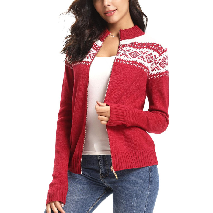 Жіночий святковий кардиган Sykooria з блискавкою, червоний, розмір S-X