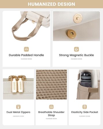 Сумка-рюкзак LOVEVOOK для жінок, водонепроникний рюкзак для ноутбука, шкільна сумка для підлітків, елегантний рюкзак для щодня, 15.6 дюймів, сумка для роботи, сумка для вчителя, рюкзак для подорожей, бежевий та хакі