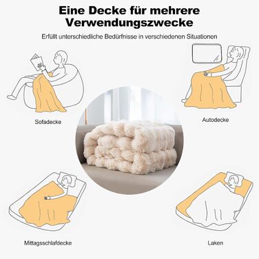 Плед Ergocar з м'якого штучного хутра, 160x200 см, світло-блакитний | Плед для дивану, крісла, ліжка