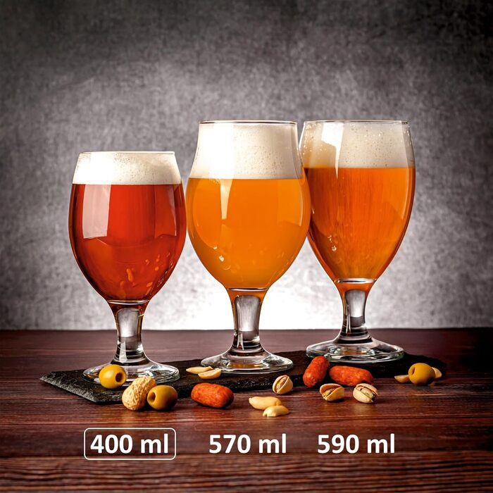 Набір келихів для пива Biergläser 590 мл (24 шт) + Келихи для пшеничного пива 400 мл - Кришталеві, для чоловіків, можна мити в посудомийній машині