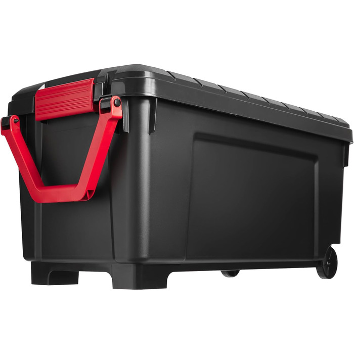 Iris Ohyama Large Plastic Storage Box, 170 L Garage Storage Box, BPA-Free, SIA-1000, Black, Stackable, Clasp Fasteners – B104 x T50 x H50 cm