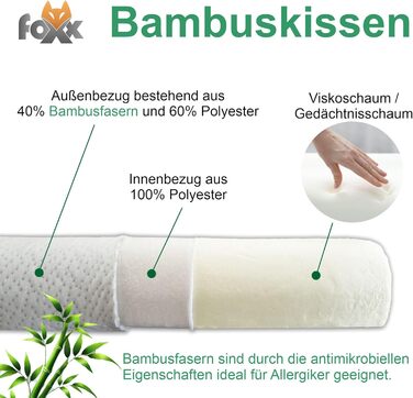 Orthopedic Neck-Friendly Bamboo Pillow 50x30 cm Visco Neck Support Pillow Side Sleeper/Back Sleeper Pillow Memory Foam Viscoelastic Pillow Pillow for Neck Pain