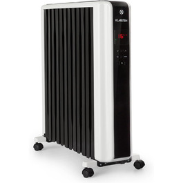 Електричний масляний радіатор Klarstein Thermaxx 2500 - опалення, 2500 Вт, 5-35°C, LED-дисплей, таймер, ролики, білий/чорний