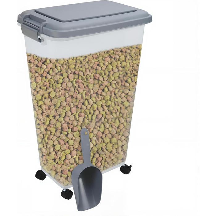 DIVCHI Контейнер для зберігання корму для тварин 20L з кришкою-фліпом та замком, з мірною ложкою. Підходить для собак, котів, птахів. Герметичний, зелений, 9 кг