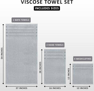 Набір рушників для ванної Utopia Towels, сірий (8 шт.): 2 банні рушники, 2 рушники для рук, 4 маленькі рушники для обличчя, бавовняні, гігроскопічні