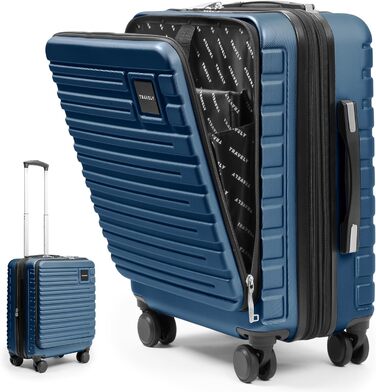 Чемодан туристичний великий 77см, 100л, з TSA замком, з відділенням для ноутбука (55x40x23см), глибокий синій колір, Travely