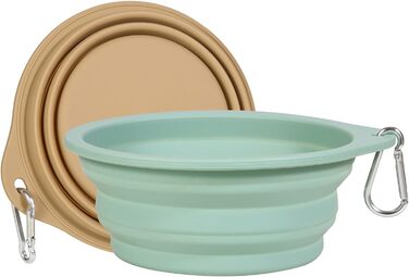 SLSON Складаний миска для собак 2 шт. - Портативна годівниця для тварин з карабіном для подорожей (зелена)