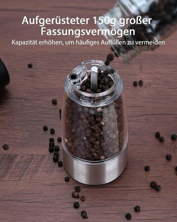 Electric Salt and Pepper Grinder Set of 2, USB Rechargeable Stainless Steel Electric Pepper Grinder with Adjustable Coarseness, Large Capacity, Elegant Storage Base
