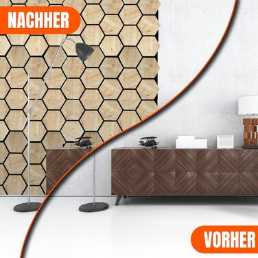 Акустичні настінні панелі AS Country Stone® з натурального дерева, 80x65 см, шумопоглинаючі декоративні панелі для офісу та дому (4 шт., колір Karina)