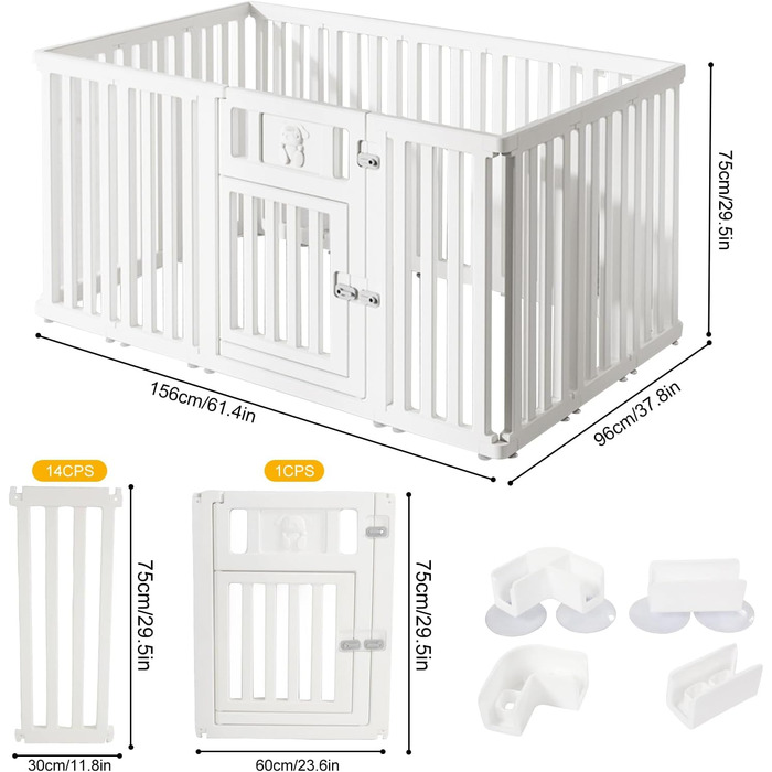 Клітка-вигул для собак та тварин, 156x96x75 см, біла (CEIEVER)