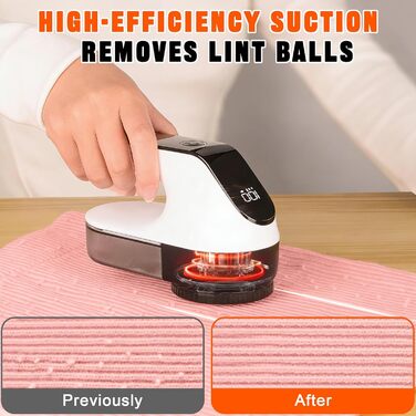 Електричний видалення ворсу 2000mAh, портативний USB-C, з LED-дисплеєм, 3 режими, 6-клинковий насадка, для одягу, килимів, светрів та диванів