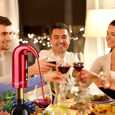 Cosyall Electric Wine Decanter, Electric Wine Aerator, One-Button Automatic Wine Dispenser, Rapid Oxygen Enrichment for Red Wine, Wine Enhancer for Family Gatherings Gift (red)