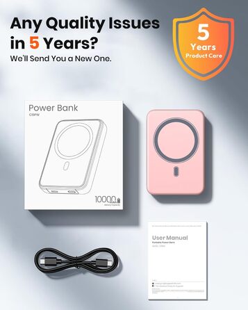 Power Bank A ADDTOP 10000mAh з PD 20W, USB-C, бездротова зарядка та LED дисплеєм (Рожевий)