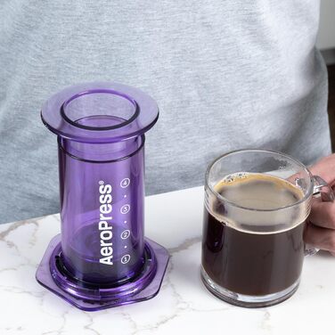 AeroPress Clear Violett – Прес для кави 3-в-1, френч-прес, еспресо, портативна кавоварка для подорожей і кемпінгу, фіолетова