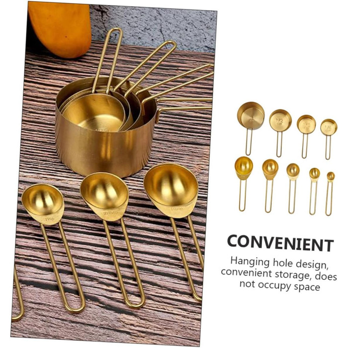 DECHOUS 3-Piece Measuring Spoon Set Stainless Steel Measuring Cup for Moving In, Christmas Gift, Christmas Presents, Paper, Mini, Professional Measuring Cup, Baking Accessories, Stainless Steel, Golden