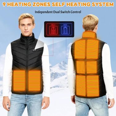 Обогревна жилетка для чоловіків та жінок, жилетка з підігрівом 9 нагрівальних панелей та 3 режими температури, тепла куртка для роботи на відкритому повітрі, подарунок на Різдво