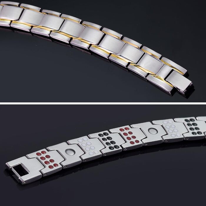 Чоловічий браслет JFUME з нержавіючої сталі, подарунок для чоловіків, 21,5 см, регульований (срібло та золото)