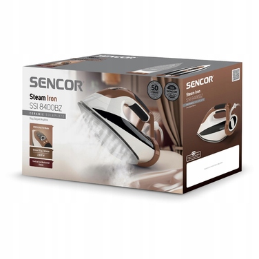 Парова праска Sencor SSI 8400BZ з керамічною підошвою, 2800 Вт, 195 г/хв, система Drip-stop