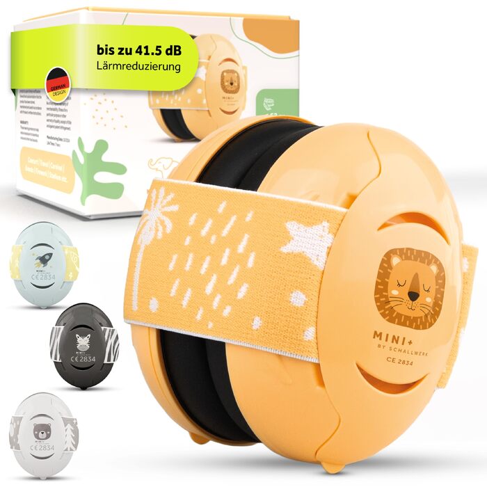 Дитячі шумопоглинаючі навушники-захисники Schallwerk® Mini+ (Lion Honey) — преміум захист слуху для немовлят та дітей