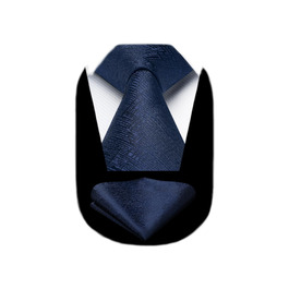 Краватка Hisdern для чоловіків однотонна формальна краватка з нагрудником, комплект, класичний дизайн, для весілля, діловий стиль, вечірка (Темно-синій)