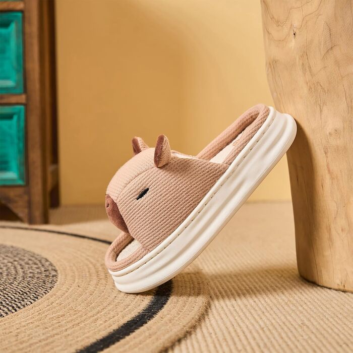 Жіночі тапочки-халат Gaolinci з мультфільмом, літні, лляні, 41/42 EU, бежевий капібара