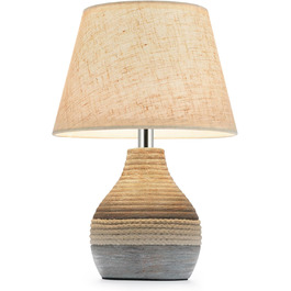 Бездротова керамічна настільна лампа з таймером, димером, лляним абажуром, пультом дистанційного керування, акумуляторна, в стилі Mid Century Modern