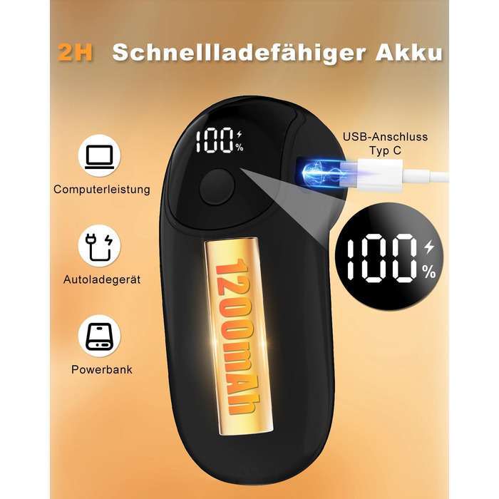 Електричний видалення ворсу для одягу, меблів та текстилю - портативний бездротовий прилад з LED-дисплеєм та 3 рівнями налаштування, чорний