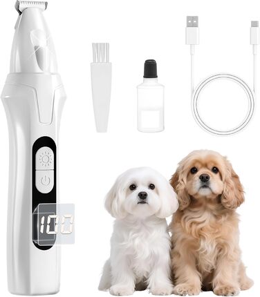 Професійний триммер для собак PawTrim Pro: безшумний, акумуляторний з LED та цифровим дисплеєм. Для догляду за лапами, очима, вухами та обличчям собак та котів.