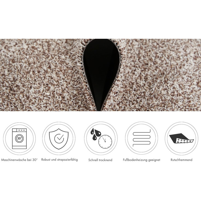 Килимок для порогу Samson Türmatte: миючий, антиковзкий, 40x60 см, бежевий