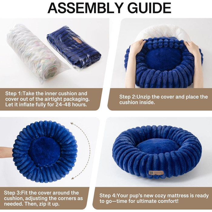 Кругле лежанка для собак MEWOOFUN, м'яке ліжко для маленьких собак та цуценят, 64x64x18 см, колір морський блакитний