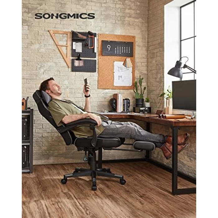 Ігрове крісло SONGMICS OBG073B03, чорно-сіре