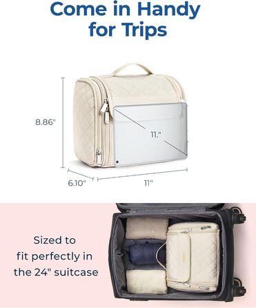 Органайзер для косметики BAGSMART, велика косметичка для жінок, сумочка для туалетних речей, настінна сумочка, косметичка, валізка для косметики (Бежевий)