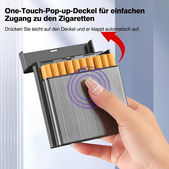 Металеве тютюнопакувальник для 40 сигарет, сигаретний футляр для чоловіків та жінок, чорний+срібний