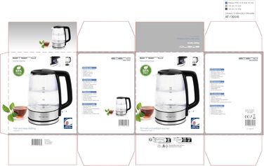 Електричний чайник EMERIO з об'ємом 1.7 л, синя LED-підсвітка, 360° підставка, скло Borosilikat, без BPA | WK-119988.7