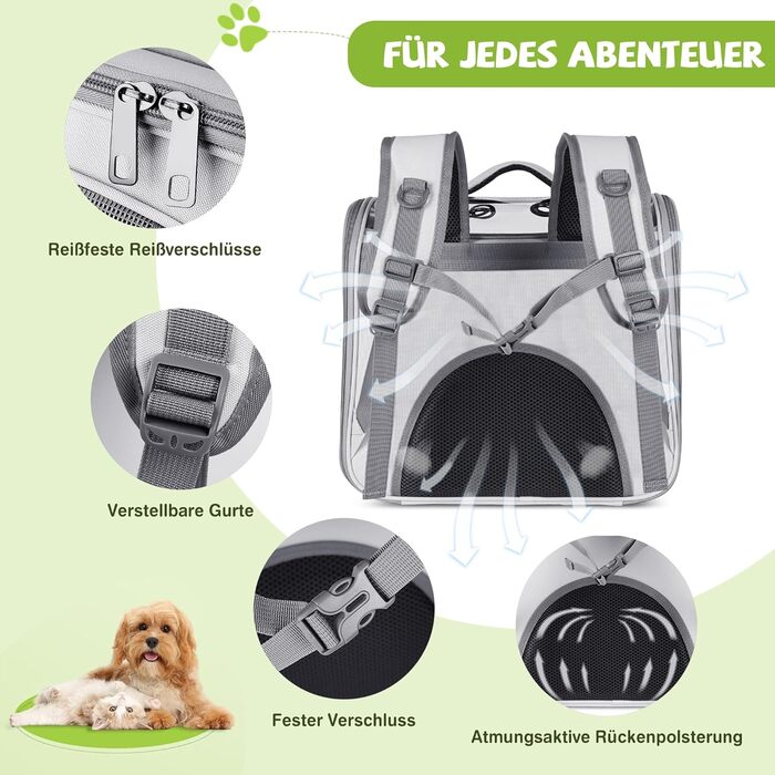 Рюкзак для котів та маленьких собак ALLSOPETS, дихаючий, з фронтальною відкриванням та страхувальним ремінцем, для подорожей, прогулянок (Блутно-рожевий, Сірий у хмаринках)