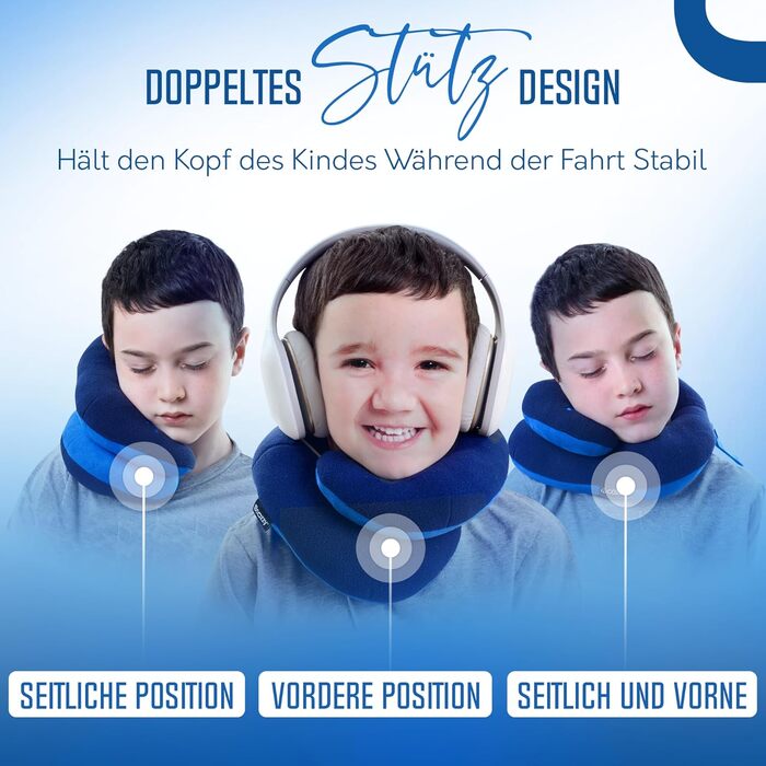 Подушка для шиї BCOZZY для дітей 8-12 років (сірий сріблястий), запобігає падінню голови, комфортна для подорожей, м'яка, можна прати, середній розмір